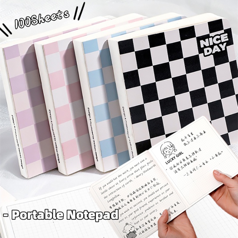 Notepad Portable Warna-Warni 100lembar Grid Halaman Dalam Square Plaid Notebook Untuk Pelajar Harian Akun Tangan Agenda Planner Perlengkapan Kantor Alat Tulis