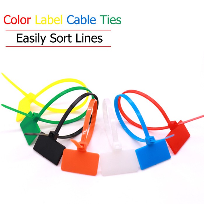 Cable Ties Tie Zip Pengikat Kabel Dengan Tag Label Penanda Warna Warni