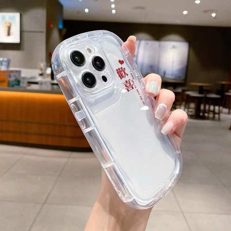 IPHONE Happy Shockproof Phone Case Kompatibel Untuk Iphone13 11 14 12 Pro XS Max X Xr7 +8 Plus Lembut Transparan Casing TPU Silikon Cover