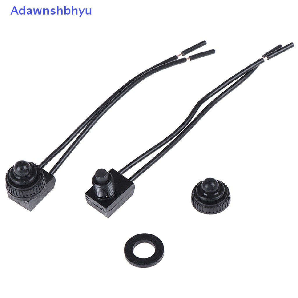 Adhyu 2PCS Saklar On-Off Tombol Tekan Tahan Air 12V Dengan Kawat Timbal 4 &quot;Hitam ID