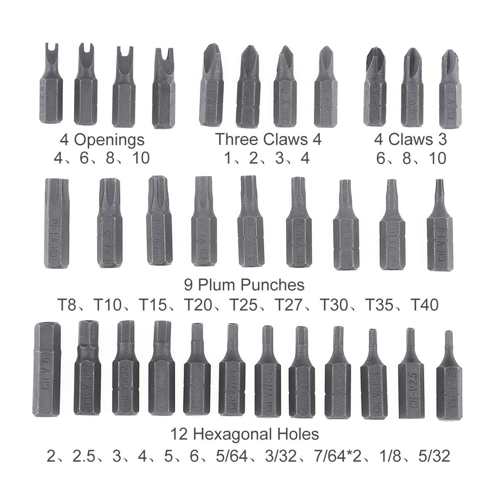 33in1 Hollow Screwdriver Bits Kit Dengan Hexagonal Dan Torx Batch Khusus Charging Bor Berbentuk Obeng Set Alat Untuk Sekrup