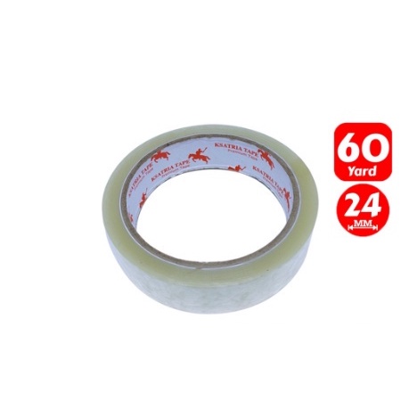 

Ksatria Tape Lakban OPP Tape / Isolasi Bening 24 mm x 60 Yard ( 1 Dus isi 144 Pcs )