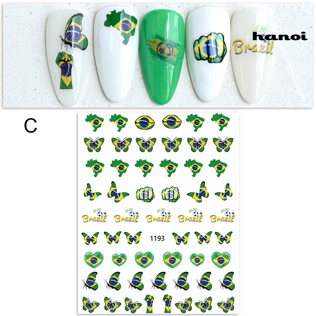 Hi Stiker Kuku Pola Indah Warna Hidup Perekat Diri Kuat Lengket Yang Dapat Dilepas Dekoratif Ultra-Tipis Gaya Sepak Bola DIY Mudah Mengelupas Kuku Stiker Perlengkapan Kuku