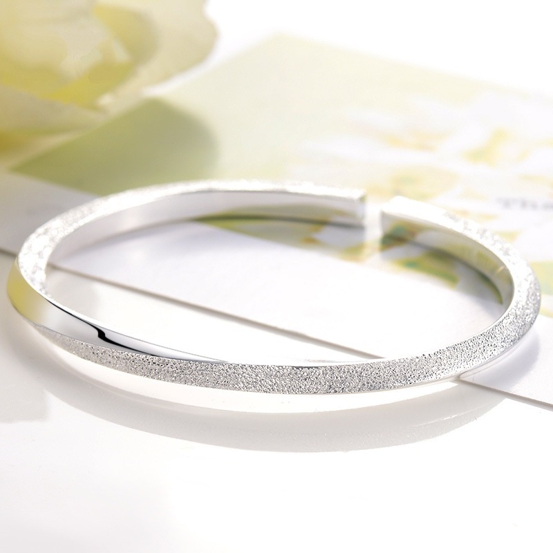 Goldkingdom Fashion Perhiasan Aksesoris Ready Stock Wanita Terbuka Glossy Matte Gelang Perak Jepang Dan Korea Seiko Dipoles Fashion Twist Bracelet Tanabata Perhiasan Perak