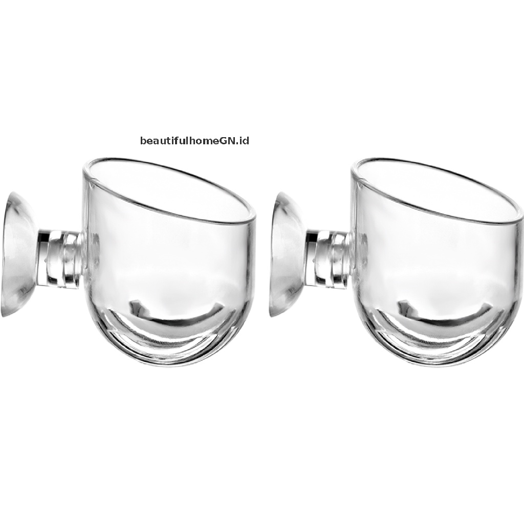 {Cantik} Gelas Air Akrilik Dengan suction cup, Tempat Makan Cacing, Hiasan Tangki Ikan~