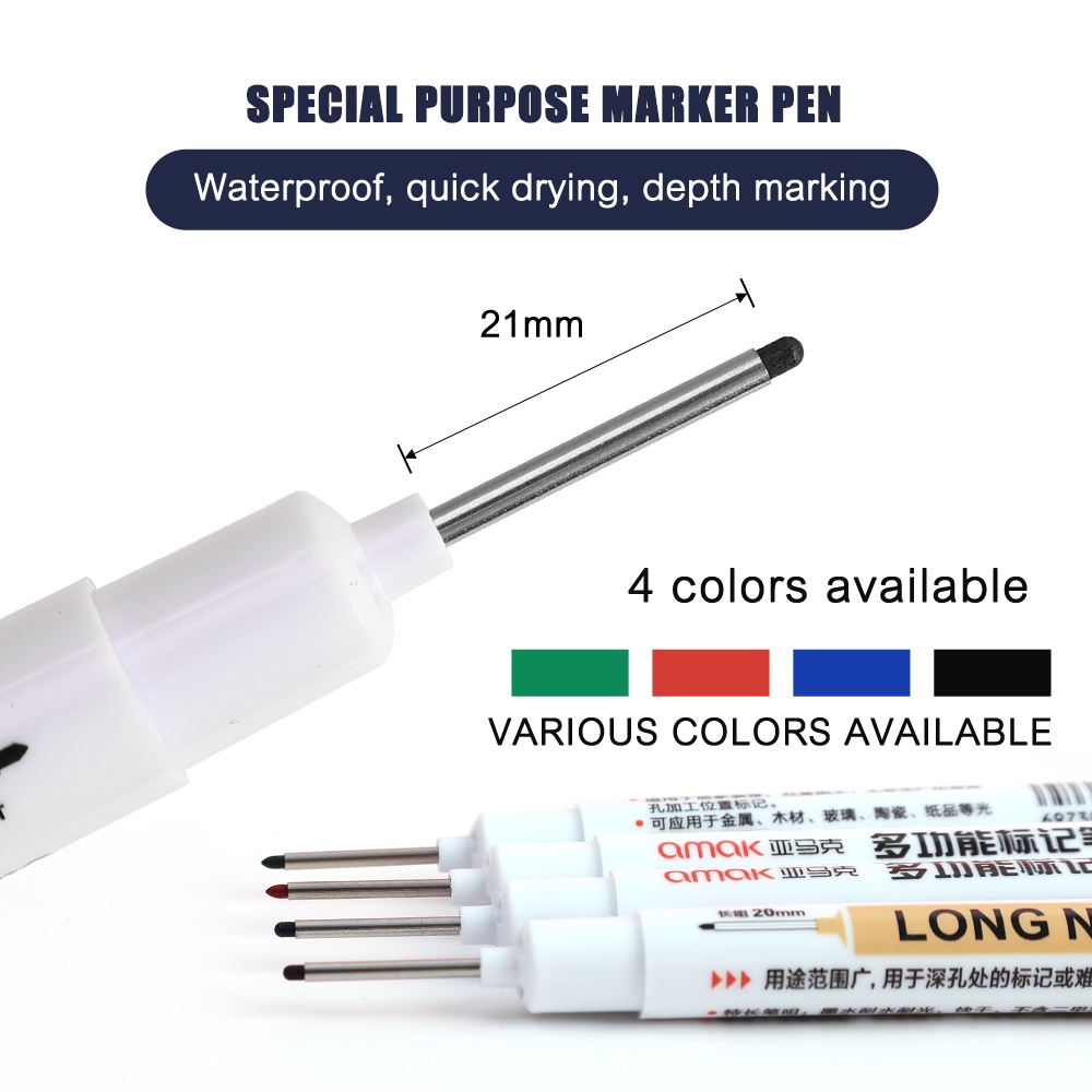 [Harga Grosir] Penanda Kepala Panjang 20mm Tulisan Carpenter Pensil Multifungsi Water-proof Quick Dry Deep Hole Marker Pen