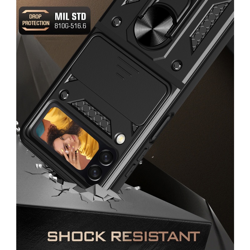 Cocok Untuk Samsung Z Flip4 Casing Ponsel Kacamata Anti Jatuh Z FLIP3 Perlindungan Cincin Magnetik