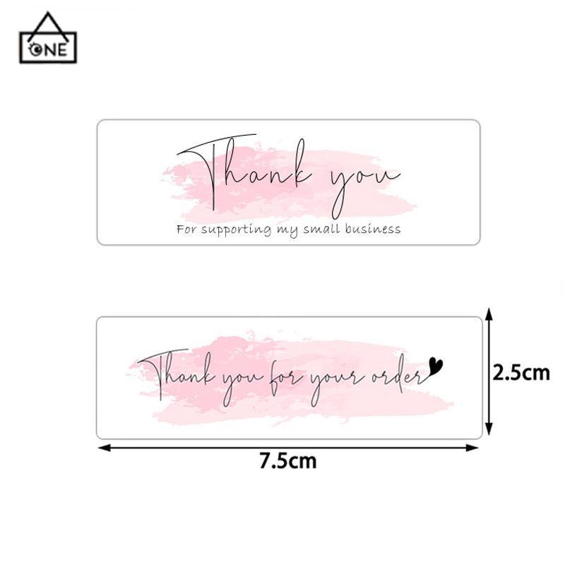 COD❤️Stiker Thank You 1 roll Kertas Kraft Berbentuk Persegi Panjang-A.one