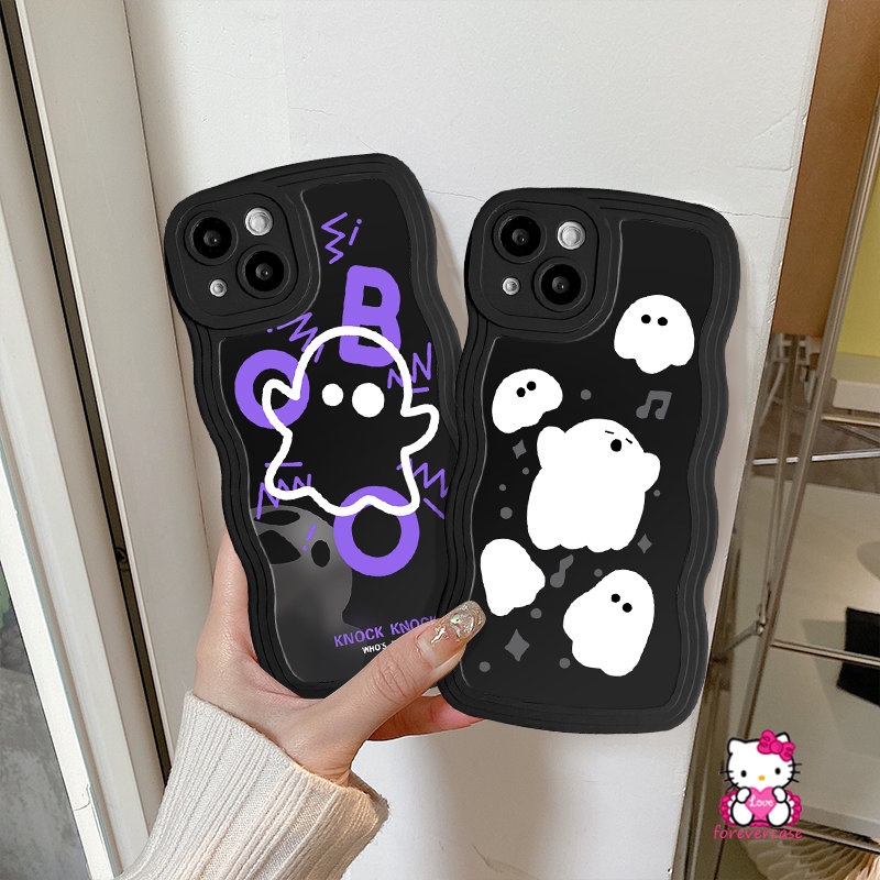 Soft Case Tepi Bergelombang Untuk Samsung A12 A14 A04s A03s A50 A50s A04 A23 A13 A30s A32 A20 A02s A31 A04E A22 A21s A52 A51 A33 A11 A52s A53 M22 Kartun Hantu Lucu Monster Kecil Cover
