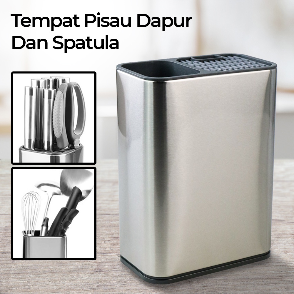 ANHO Tempat Pisau Dapur Spatula Stand Holder Stainless Steel SUS435