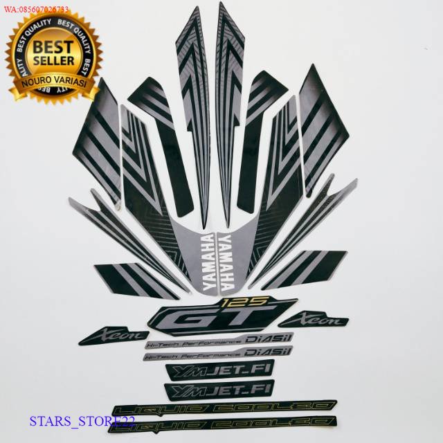(ORI) striping yamaha xeon gt 125 2014 hitam list body motor KUALITAS ORIGINAL PABRIK