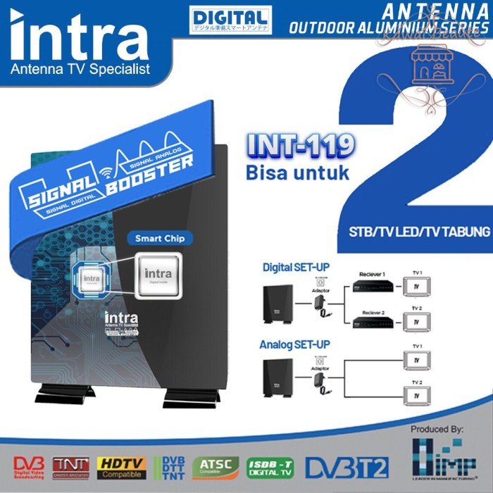 Antena Intra INT-119 TV DIGITAL &amp; ANALOG INDOOR OUTDOOR FREE KABEL 10M