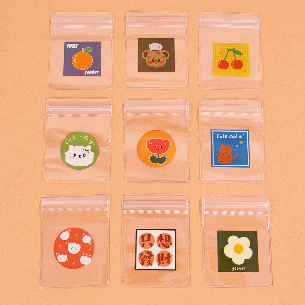 [Harga Grosir] 5 Pcs Random Korea Kartun Mini Kantong Ins Gaya Lucu Kecil Sealing Bag PVC Transparan Organizer Perhiasan Anting Kalung Gelang Anti-Oksidasi Holder