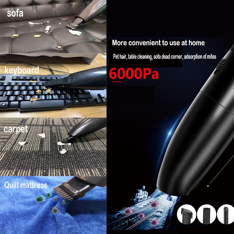 Vakum Cleaner Mobil Alat Penyedot Debu Kasur Vacum Vacuum Vaccum Facum Cleaner Portable Mini Wireless 6000Pa Ampuh Menyerap Debu Bandel