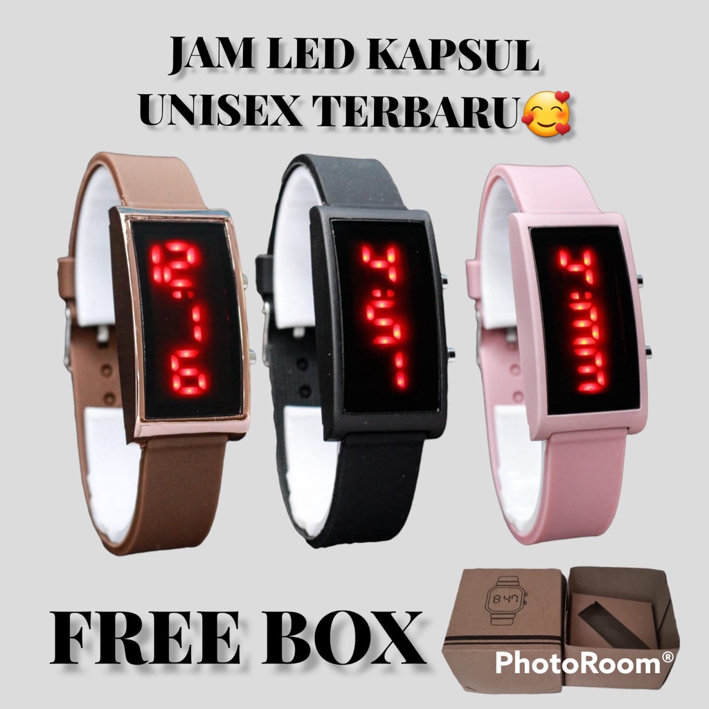 COD JAM TANGAN LED KAPSUL SEGI JSS-3188 UNISEX FREE BOX