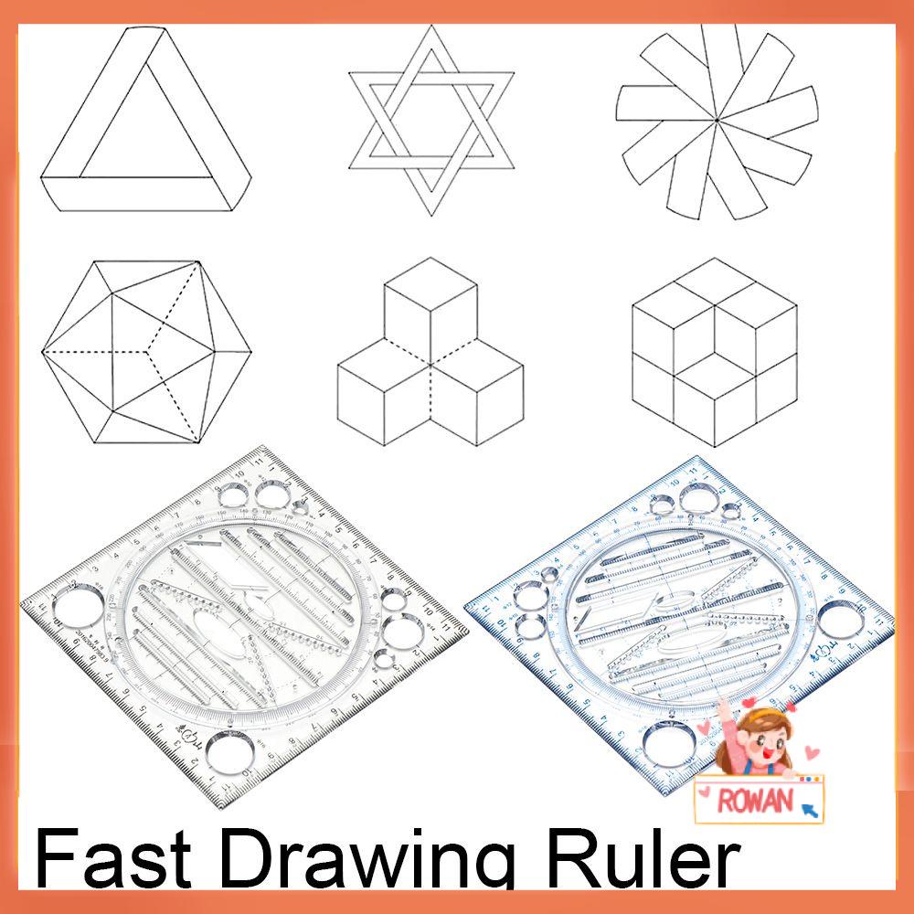 R-flower Fast Drawing Rulers Template Geometris Perlengkapan Kantor Sekolah Multifungsi