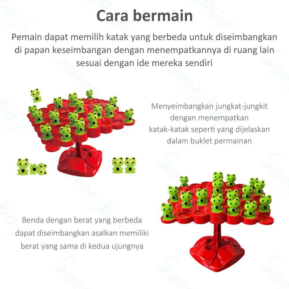 SweetyBayi Mainan edukasi pohon keseimbangan katak Mainan papan frog balance tree