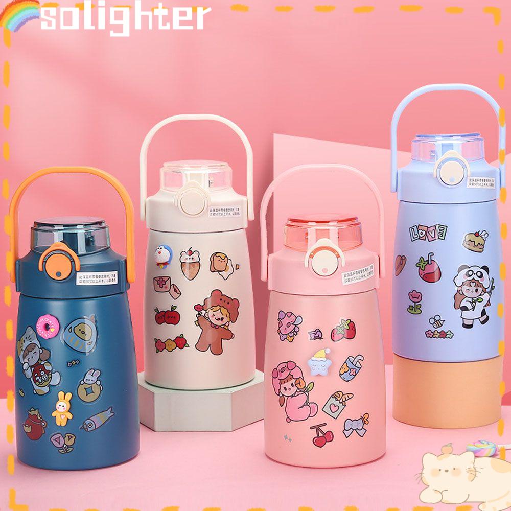 Solighter Botol Air Minum Travel 750ml Stiker Kado Cewek Isolasi Barel Tali Mug Cangkir Vacuum Flasks