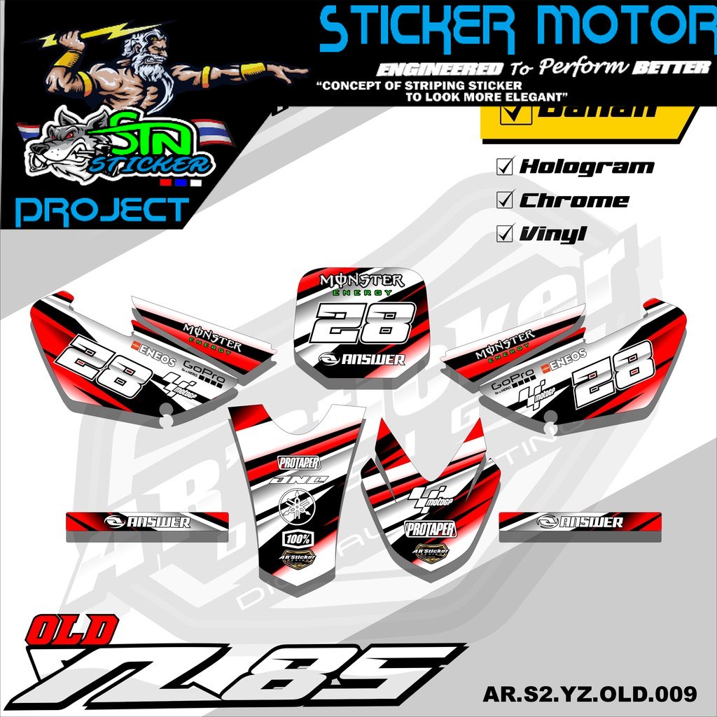 Yz85 Stiker Striping Motor TRAIL YZ85 OLD/LAMA - Stiker Trail Bebek Yz 85 Lama Variasi Hologram AR.S