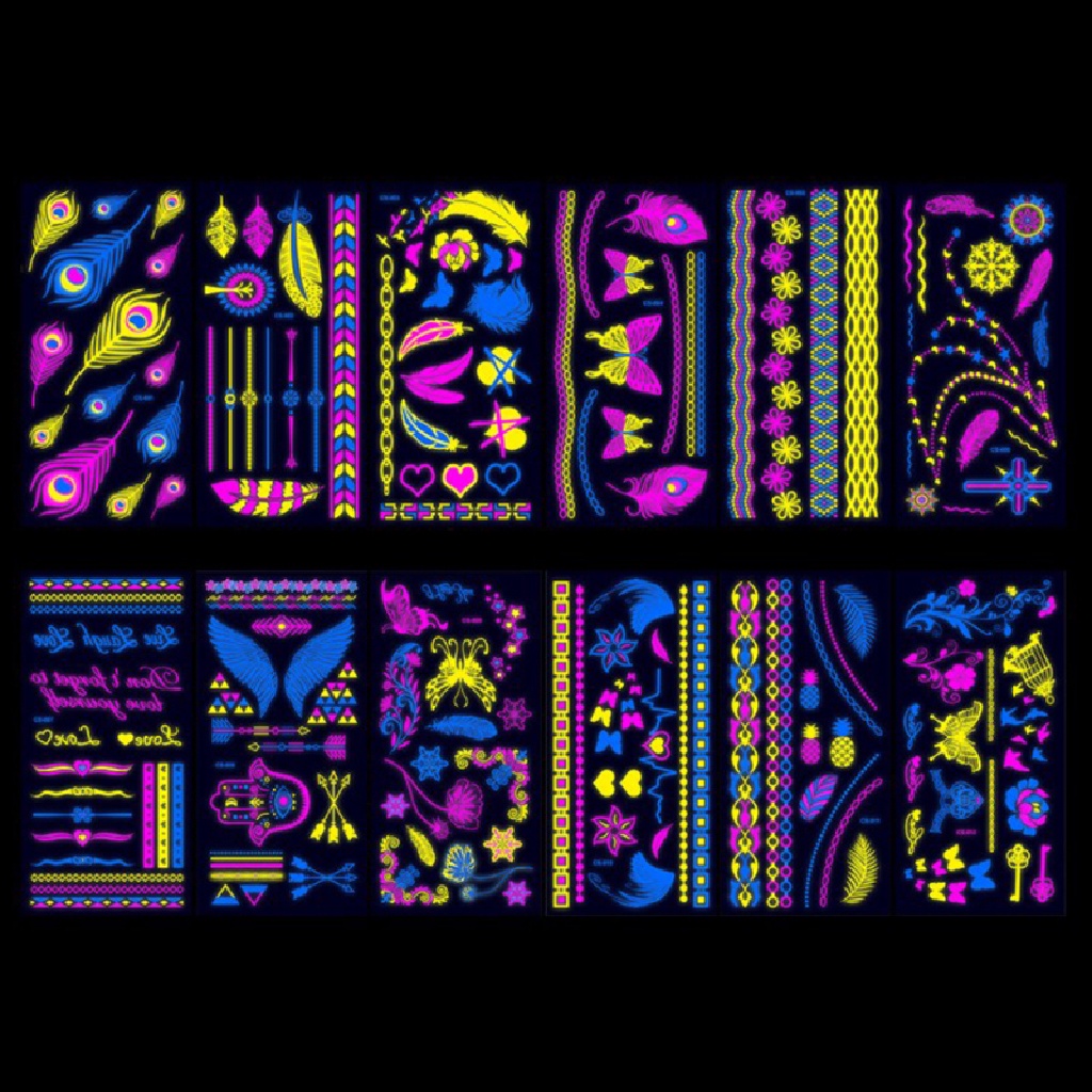 // Beauty// Stiker Tato Lengan Bunga Bronzing Neon Stiker Wajah Arm Tattoo Sticker **