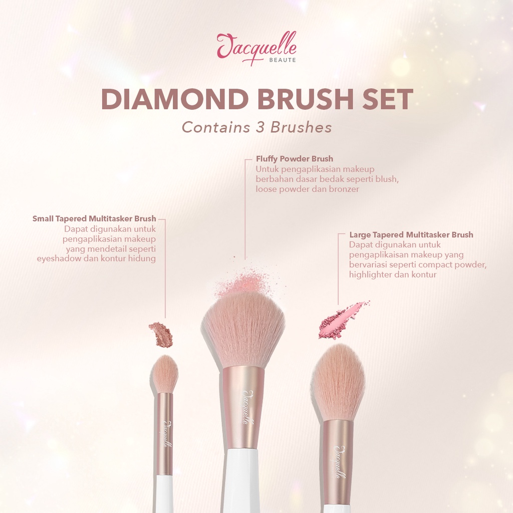 Set Kuas Makeup Wajah dan Mata Kecantikan Jacquelle Diamond Beauty Brush Series