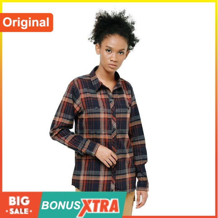 Kemeja Cewek EIGER1989 X-ADELAIDE SHIRT Navy Brown Olive 91000 5641ORI