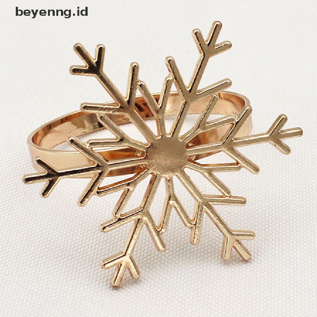 Beyen Cincin Serbet Berbentuk Snowflake Natal Setg Meja Makan Tombol Napkin Ring ID