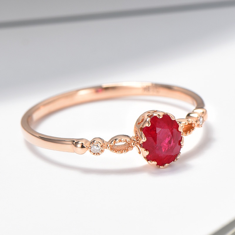 Goldkingdom Fashion Perhiasan Aksesoris Ready Stock Niche Desain Berlapis Sterling Silver 14K Rose Gold Oval Halus Kecil Segar Gaya Agete Jepang Cincin Cincin Perhiasan