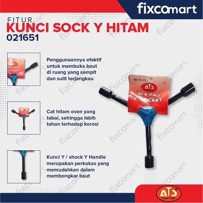 KUNCI SOCKET Y HITAM &quot;ATS&quot; 10X11X13MM