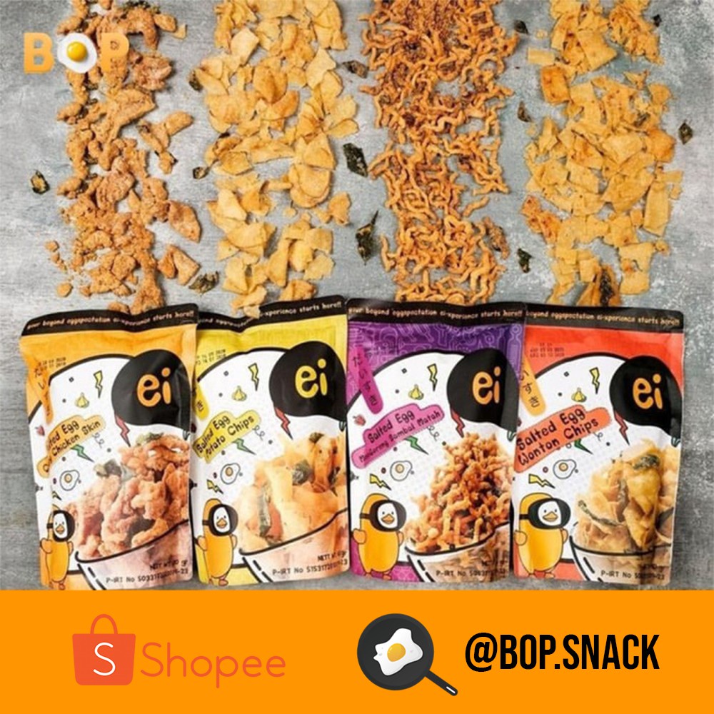 Ei Salted Egg Kripik Chicken skin Wonton Chips Potato Mee Goreng kulit
