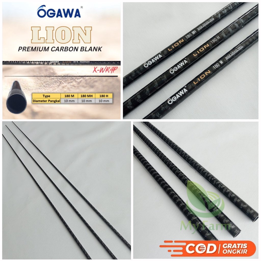 Bahan Custom Blank / Ujung Carbon Hollow Premium Atasan Joran Pancing Kolam Ogawa Lion 180 M Mh H X 