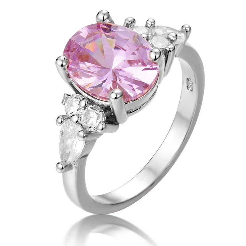 Elegan Pink Kristal Cubic Zircon Wanita Cincin Putri Pernikahan Punk Band Warna Rose Gold Perempuan Jari Cincin Pertunangan Pesta