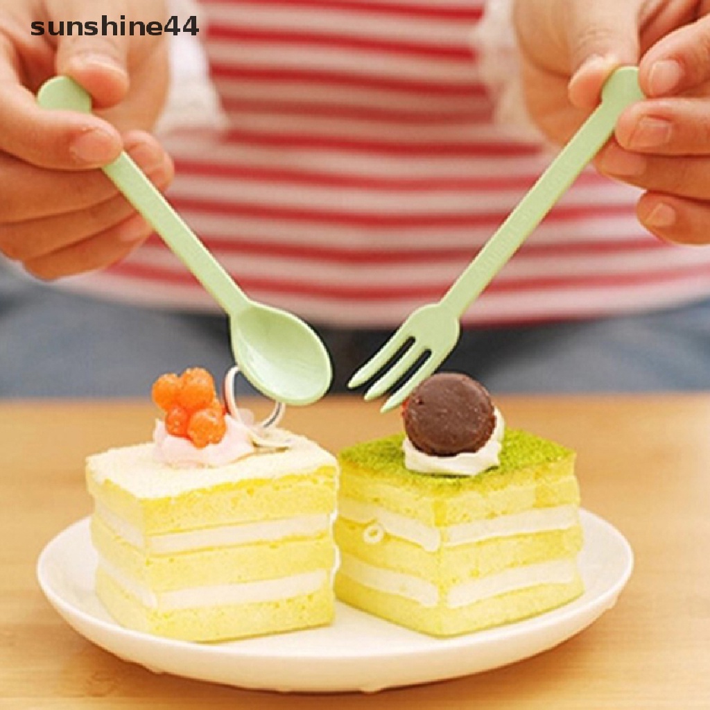 Sunshine 8Pcs Fruit Fork and Spoon Set Mini Cartoon Cake Dessert Food Fruit Forks ID