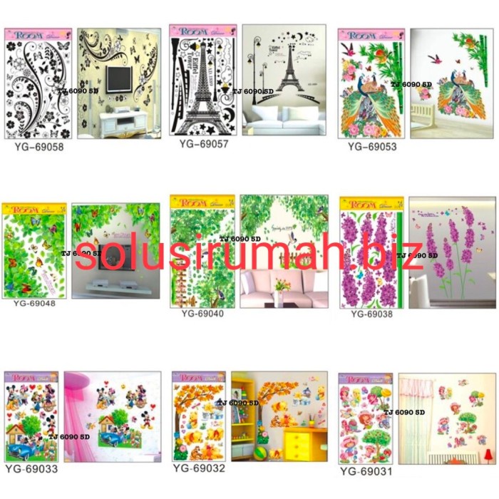 sticker stiker dinding motif random 3d 90 x 60 wallsticker wall 90x60