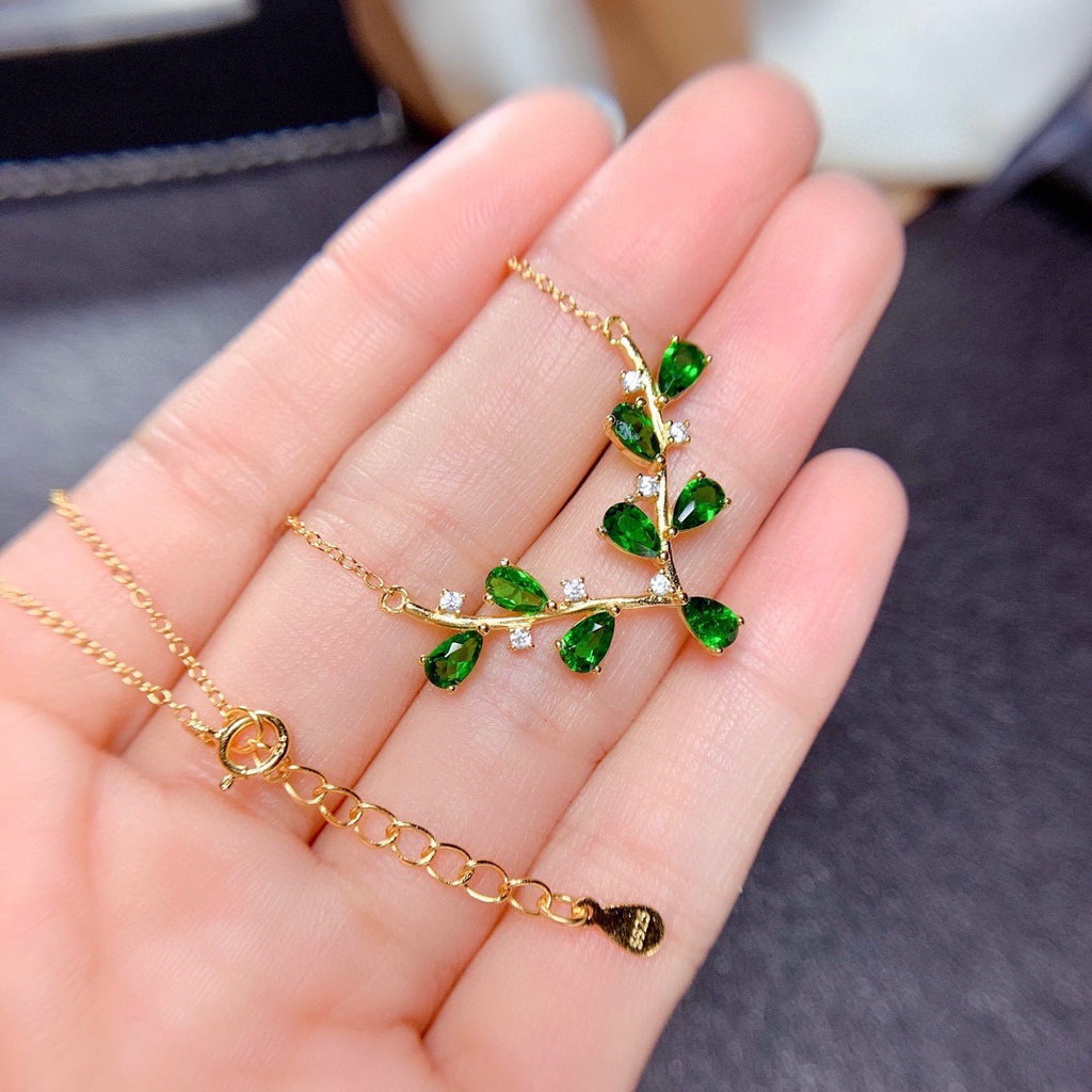 Goldkingdom Aksesoris Perhiasan Fashion Ready Stock Liontin Tanduk Diopside Rusia Berlapis Emas 18k Dan Rusa Memiliki Kalung Warna Warni Anda.