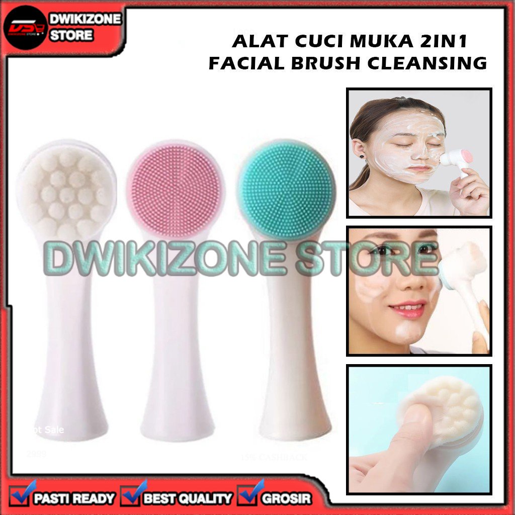 [GROSIR] ALAT PEMBERSIH CUCI MUKA  SILIKON WAJAH PORI PORI 2IN 1 2 IN 1 SISI BULU LEMBUT HALUS