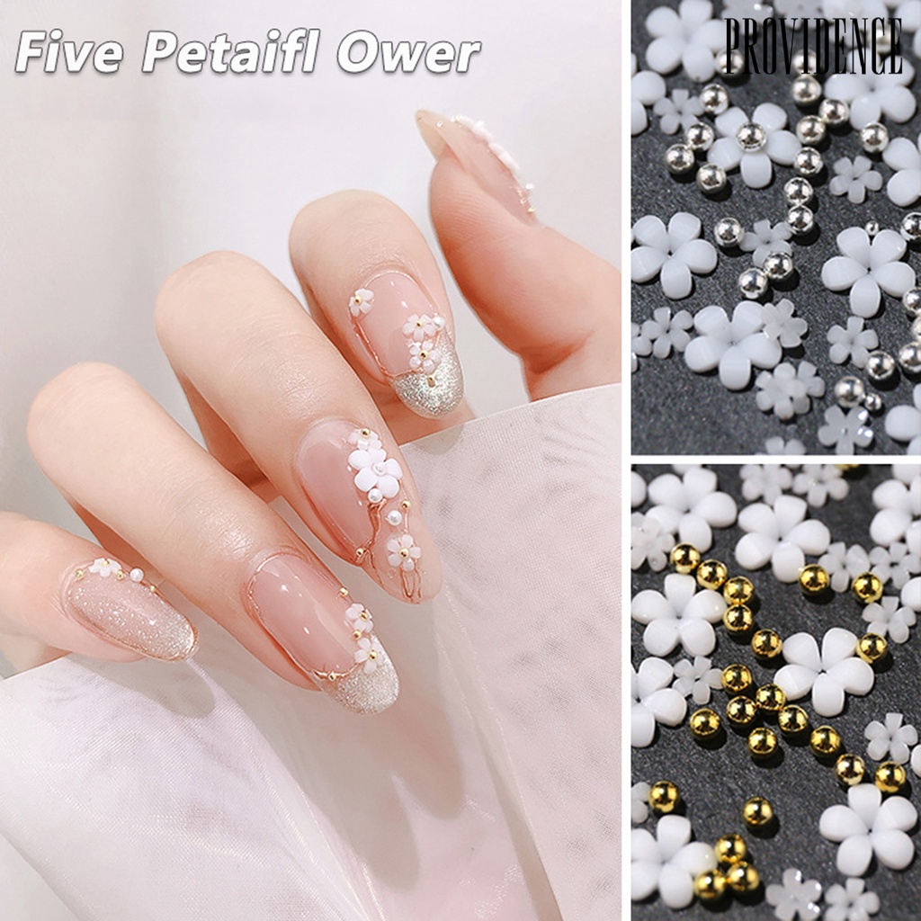Providence 1kotak Hiasan Kuku Mudah Di Aplikasikan Resin 5kelopak Bentuk Bunga DIY Nail Decal Manicure Tool Untuk Digunakan Di Rumah