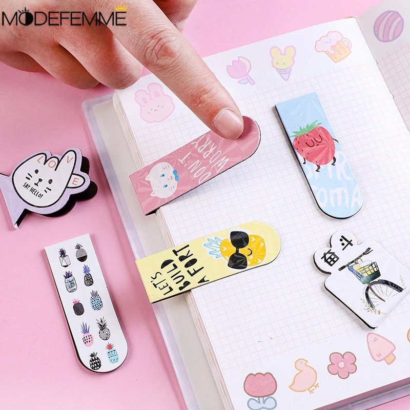 4/6pcs Lucu Kartun Bookmark Kreatif Kulkas Stiker Memo Label Kulkas Posting Pesan Anak Perempuan Kantor Sekolah Perlengkapan Kartun Tanda Buku Baca Rencana Tanda Buku