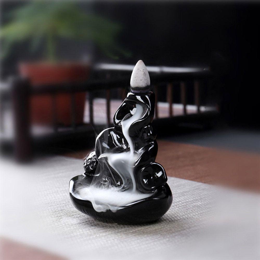 Suyo Incense Burner Zen Upacara Teh Teratai Desktop Ornamen Pegunungan Sungai Aromaterapi Elegan Kerajinan Air Terjun Incense Burner Asap Pedupaan