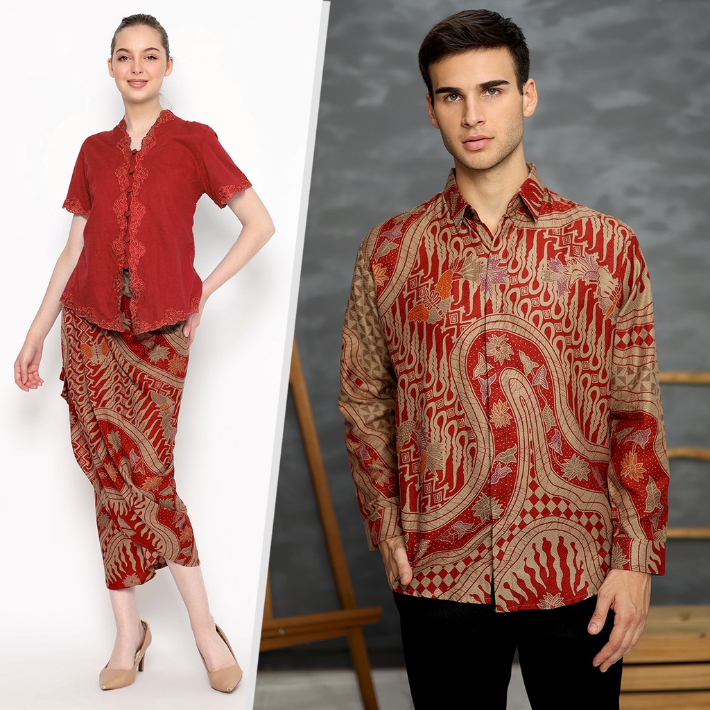 BAJU BATIK COUPLE Kemeja Rok Lilit Jena Instan Batik Pria Lengan Panjang Slimfit Premium Parang Kupu Merah 723244 Cap 72 - Baju Kemeja Atasan Pakaian Batik Couple Cople Pria Cowok Laki Laki Remaja Keluarga Lengan Panjang Modern Slimfit Premium Kekinian