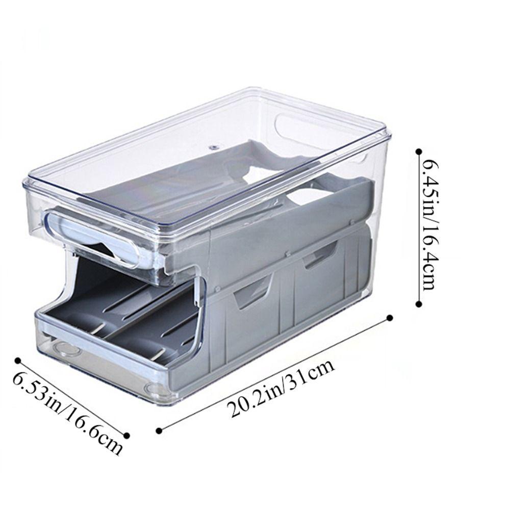 [Elegan] Kotak Penyimpanan Telur Disegel Transparan Shockproof Fresh-keep Penghemat Ruang Tipe Slide Rolling Aksesoris Dapur Food Grade Egg Container