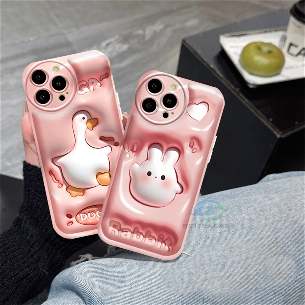 Casing hp Oppo A77S A57 A16 A16S A54S A16K A17 A5S A12 A3S A12E A92 A52 F1S A53 A33 A31 A9 A5 A15 A15S A54 F9 C1 Kartun Kelinci Lucu Bebek Silikon Airbag Case Binteacase