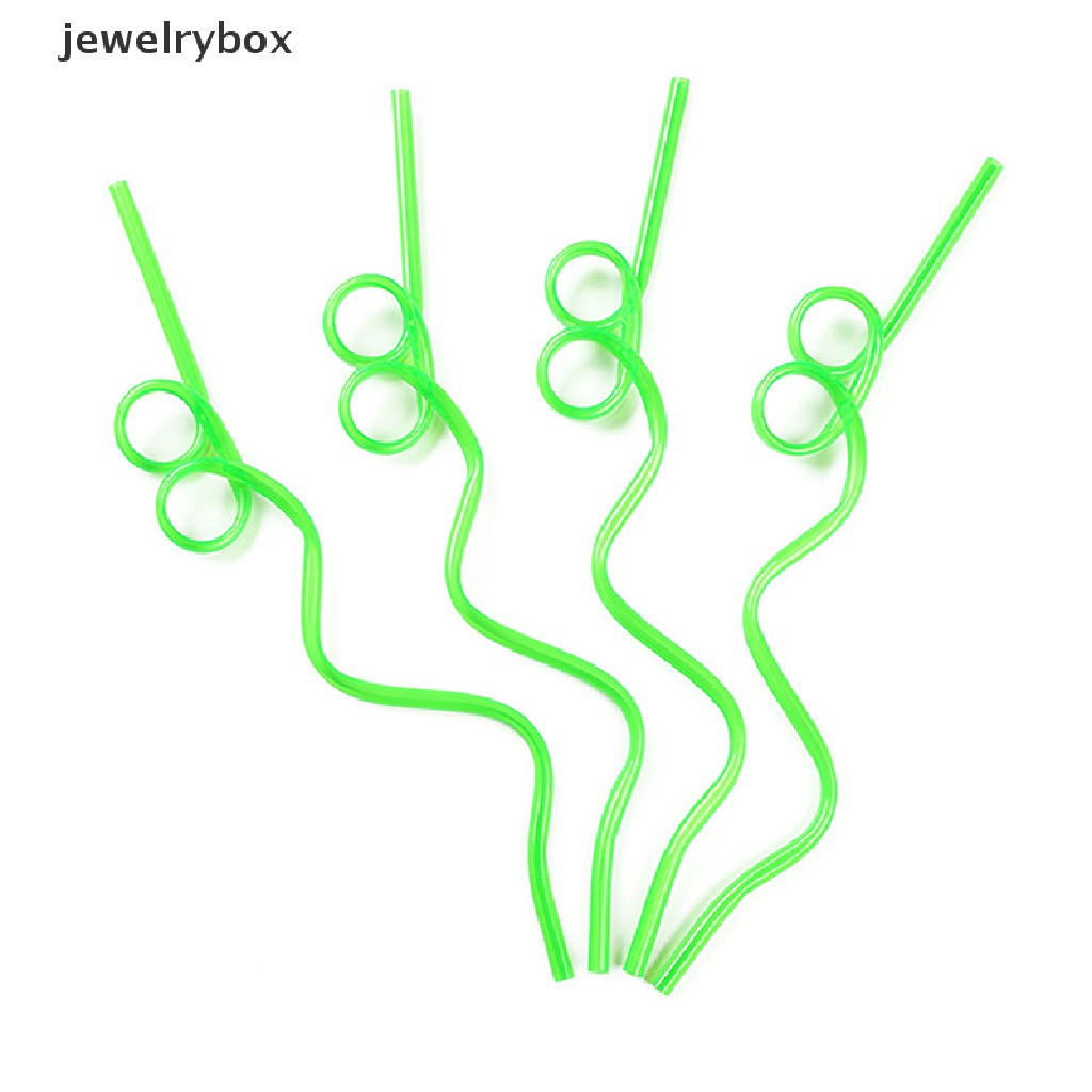 [jewelrybox] 10pcs Sedotan Lengkung Warna-Warni Sedotan Berbentuk Hewan Peliharaan Crazy Curly Plastik Untuk Pesta Bar Butik
