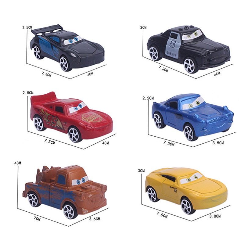 Pixar Cars2 3 Petir McQueen Mater Jackson Storm Ramirez Diecast Kendaraan Cars Mainan Anak 6PCS/Set