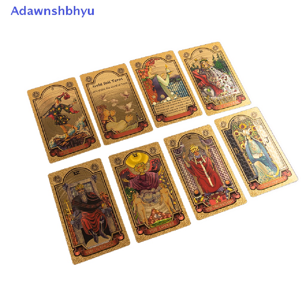 Adhyu Kertas Manual Foil Emas Merk Tarot Bronzing PVC Waterproof Tahan Aus Papan Kartu Permainan Kartu Ramalan Oracle Card Bahasa ID