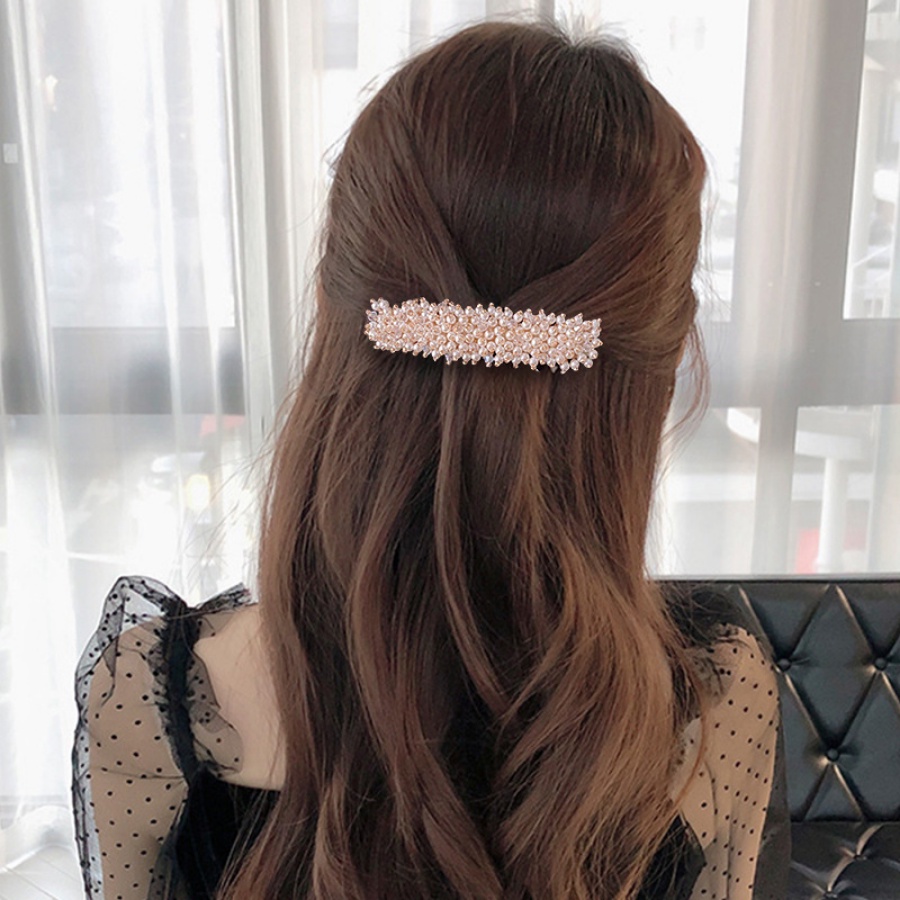 Korea Manik-Manik Kristal Jepit Rambut Ponytail Holder Woman Pearl Colorful Hair Clip Aksesoris Rambut