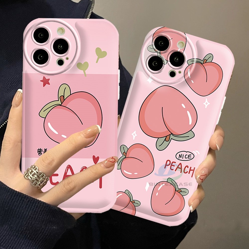 Casing hp Realme 10 C15 C12 C25S C11 C20 realme5 5i 6i C3 8i C21Y C25Y Musim Panas Peach Silicone Airbag Case Binteacase