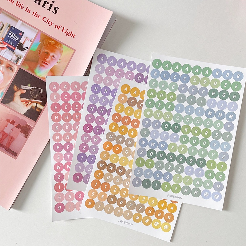 Colorful Angka Huruf Alfabet Stiker/DIY Self-adhesive Scrapbooking Planner Notebook Stiker/Bulat Decal Jurnal Dekorasi