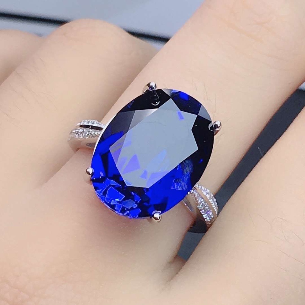 Goldkingdom Fashion Perhiasan Aksesoris Ready Stock Pabrik Langsung Bertatahkan Oval Safir Cincin Eropa Dan Amerika Mewah Micro-Hias Imitasi Kalung Liontin Perempuan.