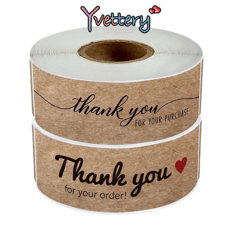 

❤️COD Stiker Thank You 1 roll Kertas Kraft Berbentuk Persegi Panjang-Yy